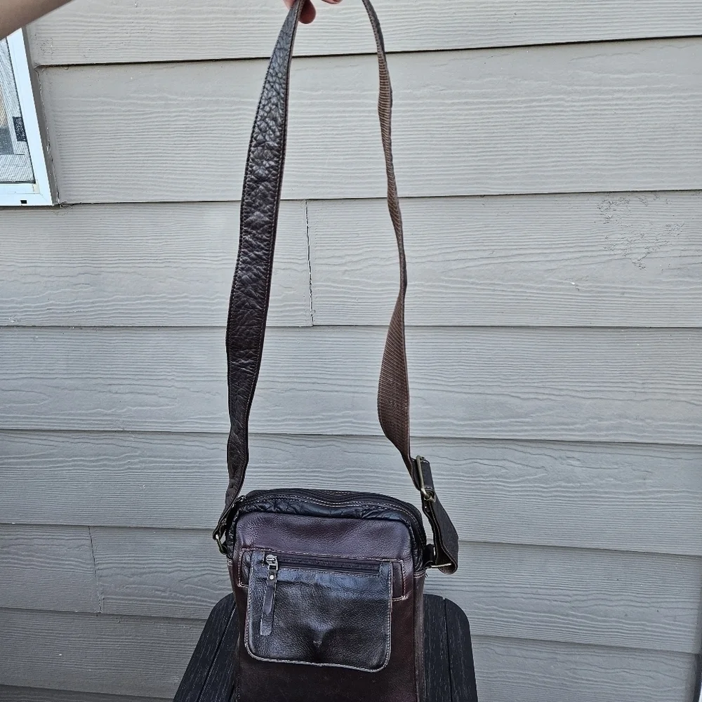 Colombian Leather Dark Brown Crossbody Bag Purse Men's Tote Satchel Quality Bag